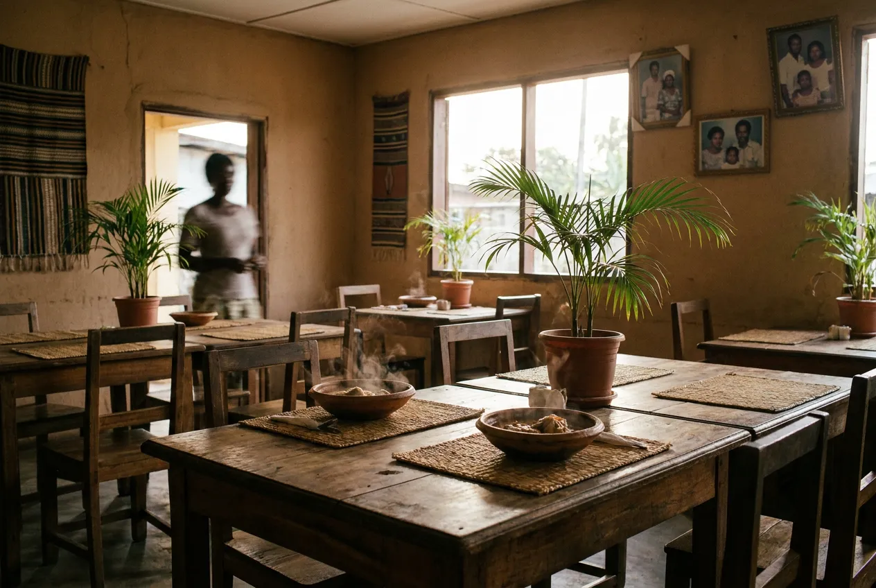 La salle chaleureuse du Manguier à Douala